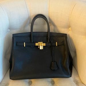 Black Birkin style bag